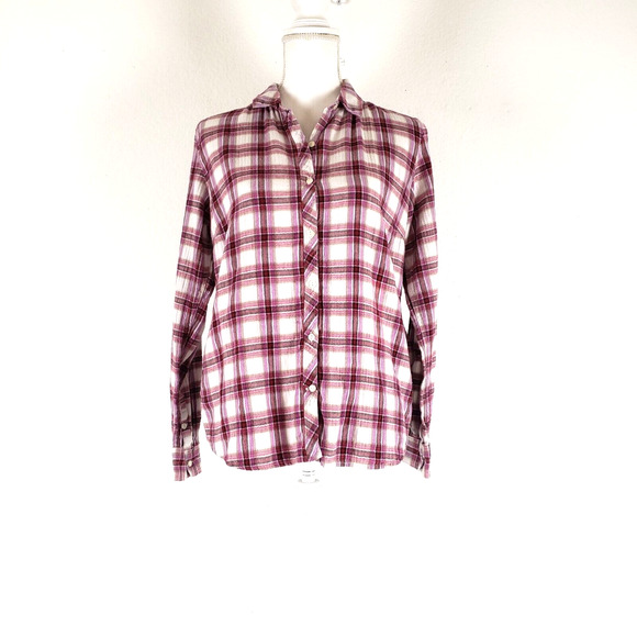Eddie Bauer Shirt Womens SIZE S Red Plaid Button Down Long Sleeve Cotton Trendy - Picture 7 of 14
